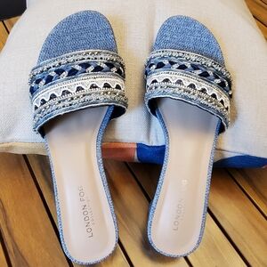 NWOT Denim Mule Slip-On Sandals